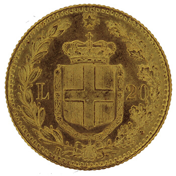 Italian 20 Lira Gold Umberto I