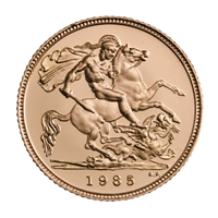 Gold Half Sovereign-Elizabeth II 1985 London
