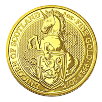 1 Oz Gold Queens Beasts Unicorn of Scotland 